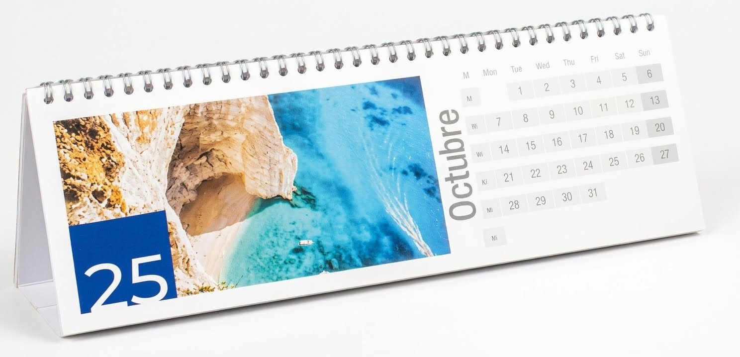 Calendario de escritorio con espiral